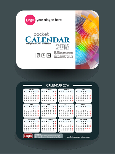 Calendrier 2016 avec cartes de visite vecteur 03 cartes calendrier business 2016   