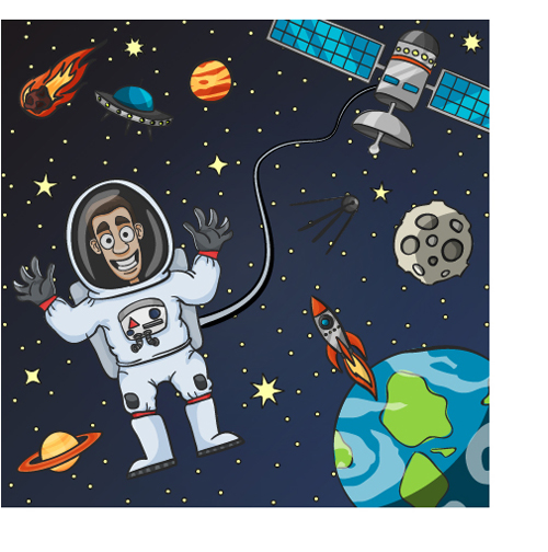 Cartoon-Astronauten mit Weltraumvektor 03 Weltraum cartoon Außen Astronauten   