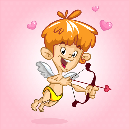 Cupidon Cartoon avec arc vecteurs ensemble 05 Cupidon cartoon avec arc   