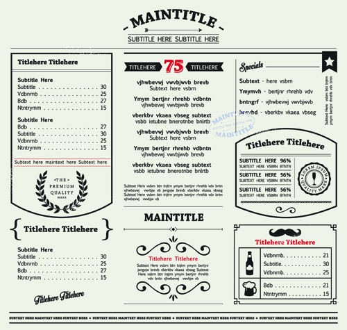 Vecteur de menu classique Design 02 menu Classique   