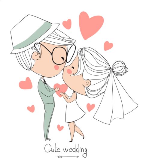 かわいいウェディングカード手描きベクトル13 結婚式 描画 手 かわいい カード   