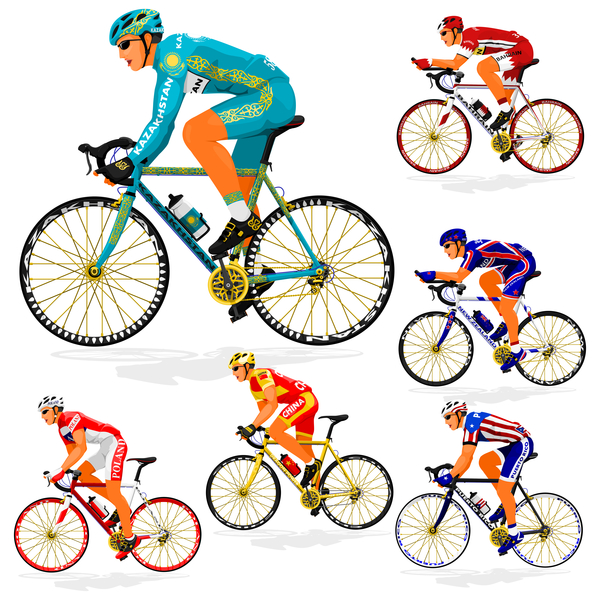 Cycliste avec l’illustration de vecteur de vélo de route 05 vélo route cycliste   
