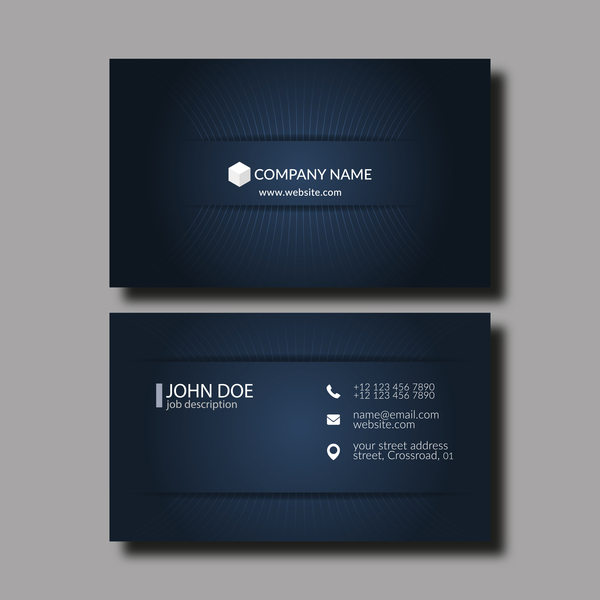 Dunkle blaue Visitenkarten-Vorlage Vektor 04 Karte Dunkel business Blau   