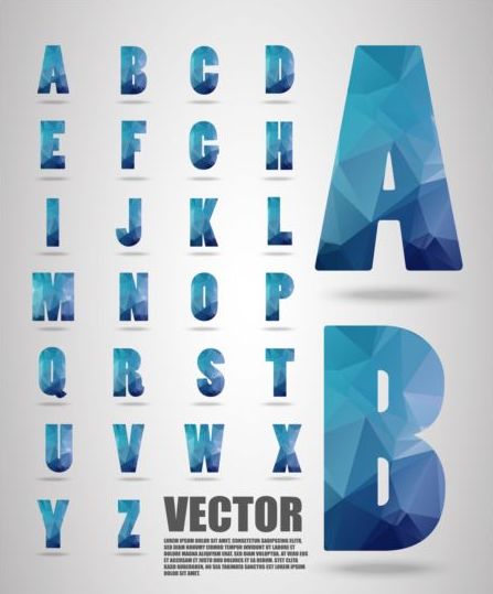 Geometrie-Alphabet blaue Vektoren géométrie Blau alphabet   