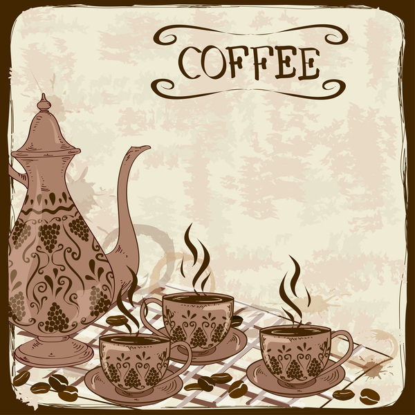 Vecteurs de fond de café dessinés à la main 02 main dessiné cafe   