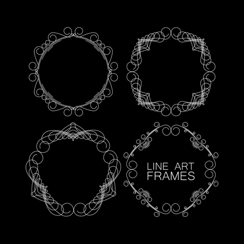 Linienkerne entwerfen Vektor 01 Rahmen line Kunst   