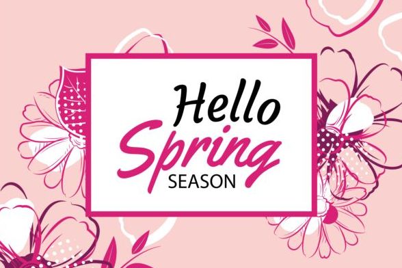 Cartes de saison de printemps avec vecteur de fleur 03 Saison printemps fleur cartes   