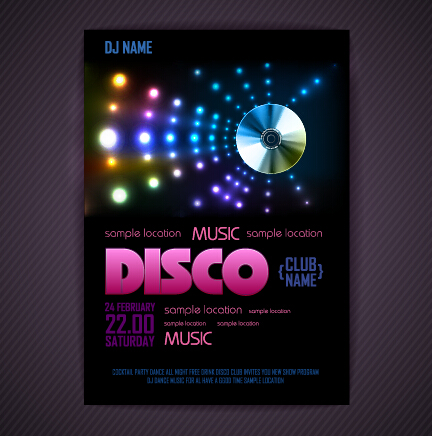 Stilvolles Disco-Party-Plakat mit 01 Vektor stylish poster party cover   