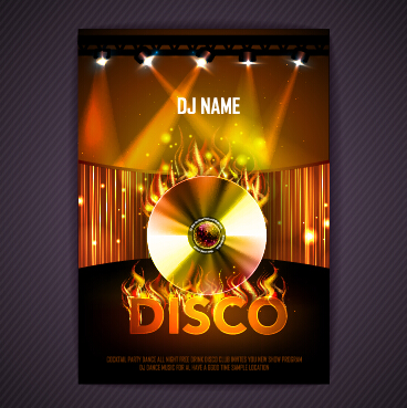 Stilvolles Disco-Party-Plakat mit 10 Vektoren stylish poster party disco cover   