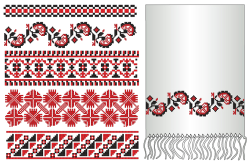 ウクライナスタイル刺繍パターンベクトル01 刺繍 パターン スタイル ウクライナ語   