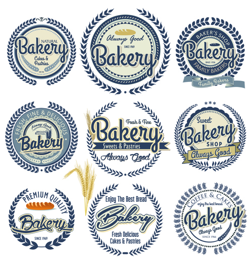 Étiquettes de vecteur de boulangerie Vintage vintage étiquettes étiquette Boulangerie   