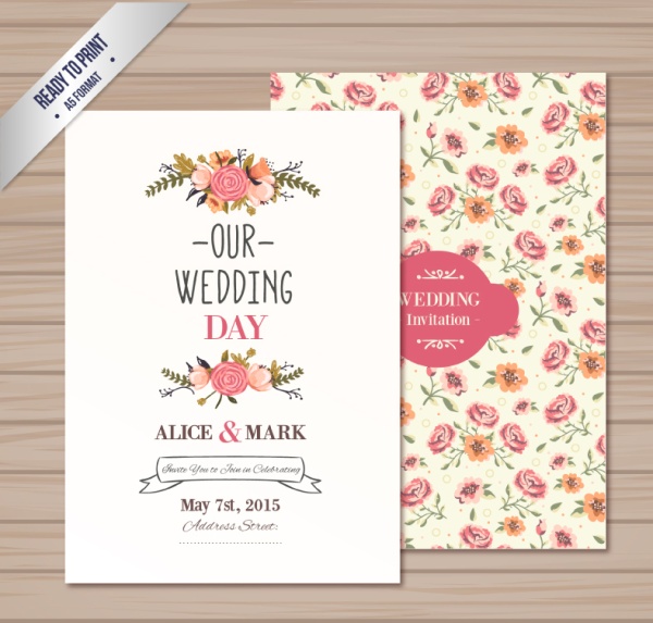 ヴィンテージローズウェディングカードベクター素材 結婚式のカード 結婚式 ローズ カード   