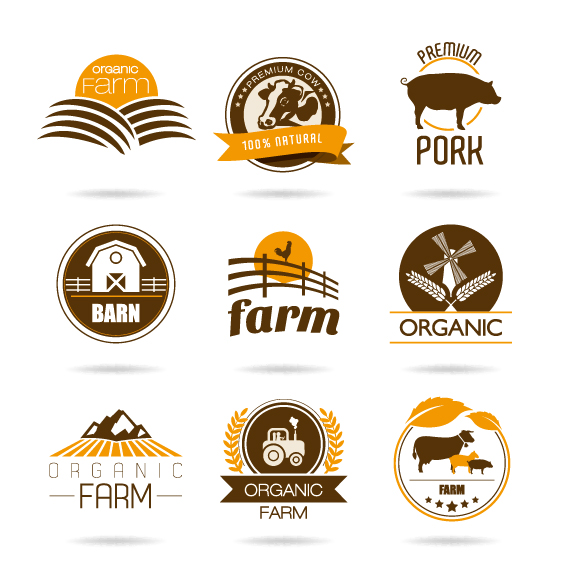 étiquettes de ferme de style brun et vecteur de logos style logos logo ferme étiquettes étiquette brun   