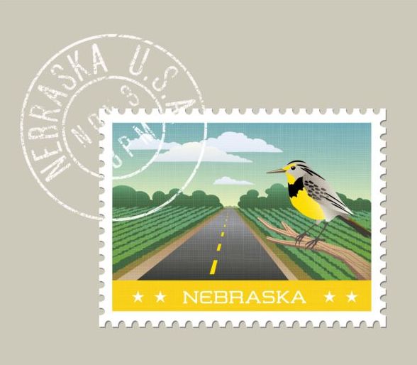 Nebraska timbre-poste modèle vecteur timbre Nebraska affranchissement   