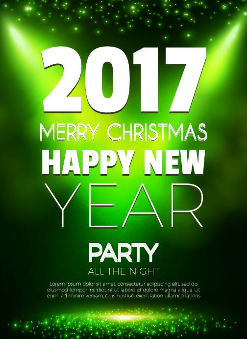 2017 Neujahr mit Weihnachts-Party-Flyer Vektoren gesetzt 05 Weihnachten party Neu Jahr flyer 2017   