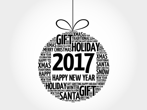 2017 Neujahr mit Wort Wolke Weihnachtskugel Vektor Wort Wolke Weihnachten Neu Jahr ball 2017   