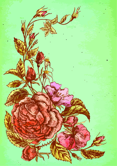 Schöne Blumen-Retro-Stil Vektorgrafik 01 Retro-Stil flower beautiful   