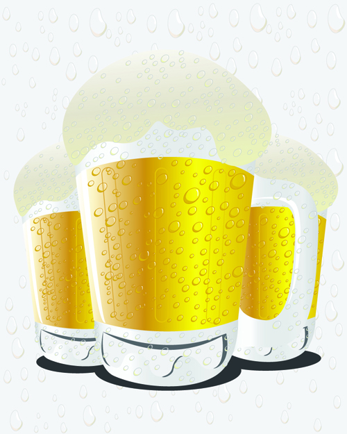 La bière et la tasse en verre conçoivent le vecteur graphique 03 design Coupe en verre Bière   