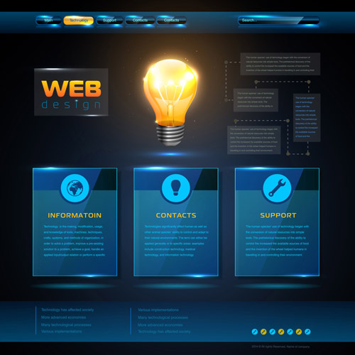 Blaue Webinfografie-Vorlage Design-Vektor 05 web Vorlage Infografik Blau   