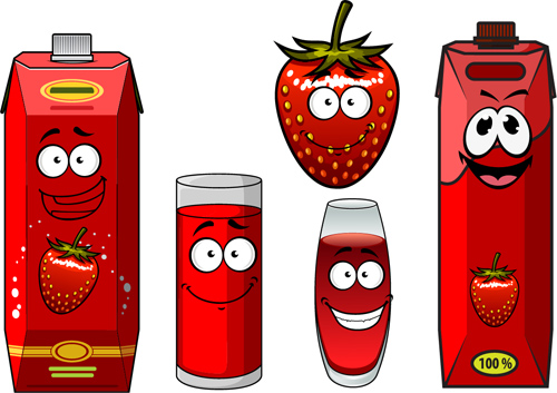 Kartonverpackungen mit Saftvektor-Set 06 Verpackung Saft cartoon   