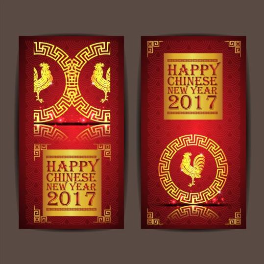 Nouvel an chinois 2017 cartes verticales vecteur 06 vertical neuf Chinois cartes année 2017   