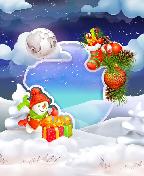 雪のベクトルを持つクリスマスの要素01 雪 要素 クリスマス   