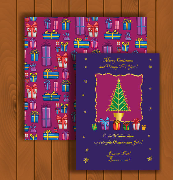 Weihnachtsgrüßkarten und Umschläge mit Holzfußgrintervektor 17 Weihnachten Umschläge Karten Holz Begrüßung   
