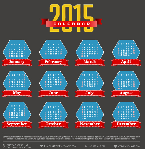 クラシック2015カレンダーベクタデザインセット08 クラシック カレンダー 2015   