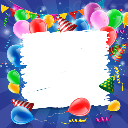 Konfetti mit farbigen Luftballons Geburtstagshintergrund 03 error   