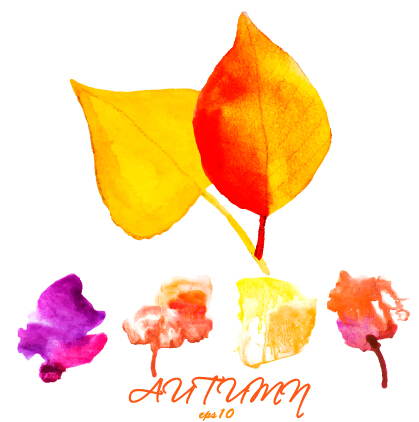 Kreatives Aquarell lässt Herbstgrundvektor 04 Kreativ Hintergrundvektor Herbsthintergrund Herbst Aquarell   