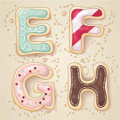 Cute cookies alphabet vecteur matériel 02 cookies alphabet   