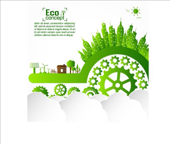 Eco-Infografik mit Getriebewadungsmaterial 03 Öko Infografik Getriebe   