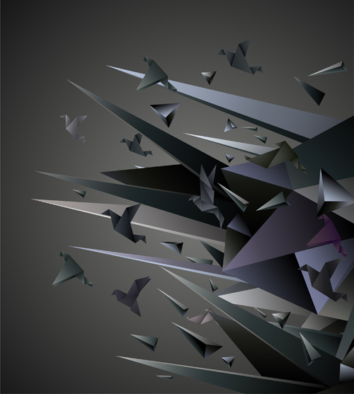 Oiseaux volants d’origami avec le vecteur de fond moderne 04 vol origami oiseaux moderne fond   