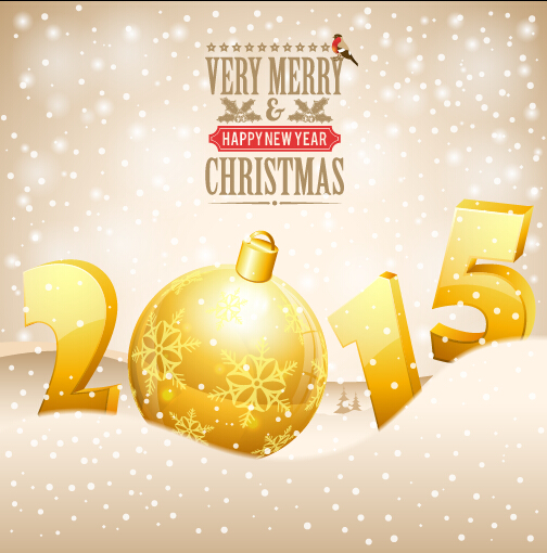 ゴールデンクリスマスボールと2015新年ベクトル背景アート 黄金の 新年 クリスマスボール クリスマス 2015   