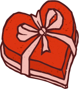 Boîte de coeur dessiné à la main avec vecteur de noeud main dessiné coeur boîte avec arc   