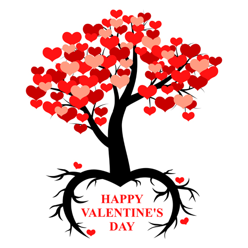 Herzbaum mit Valentinstag-Vektor Valentinstag Herzen Baum   