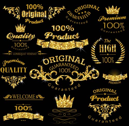 Luxus-goldene Etiketten Vektoren setzen Luxus labels golden   