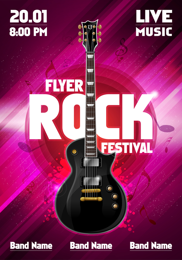 ロックフェスティバルパーティポスターギターベクトル10 祭り ロック ポスター パーティー ギター   