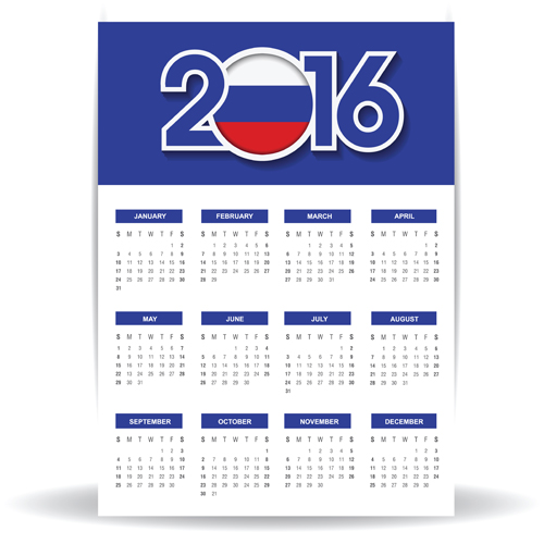 ロシア2016グリッドカレンダーベクター素材06 ロシア語 グリッド カレンダー 2016   