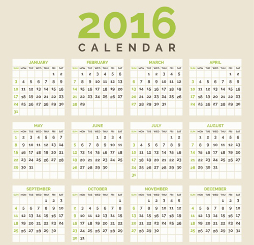 シンプルな2016カレンダーデザインベクトル デザイン シンプル カレンダー 2016   