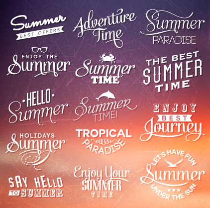 Logos de vacances d’été avec des étiquettes vecteur 02 vacances logos logo étiquettes étiquette été   