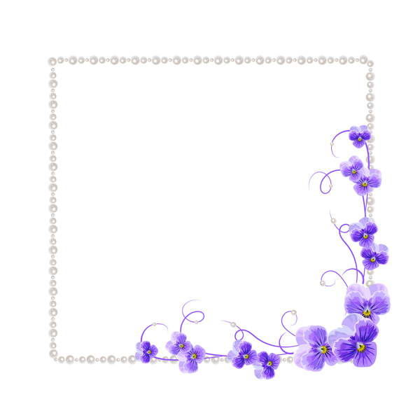 Violette Malerblumen mit Schmuckrahmen Vektor 02 Violett Schmuck Rahmen Mallow Blumen   