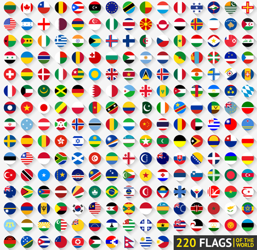 Weltflaggen rund um Ikon-Vektormaterial Welt material icons Fahnen   