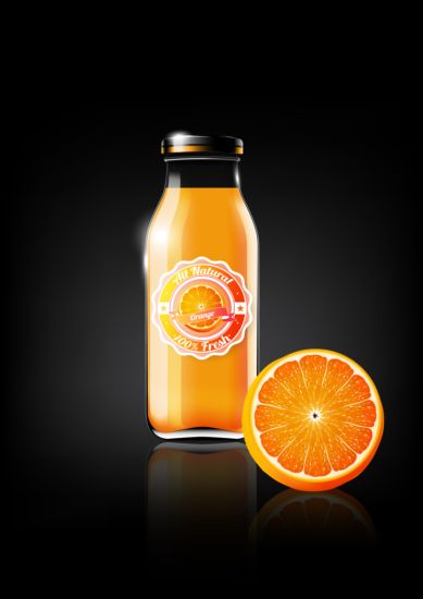 le jus d’orange et le vecteur de bouteille en verre verre orange jus bouteille   
