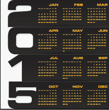 2015 calendrier d’entreprise noir avec vecteur de style jaune 04 Noir jaune Entreprise calendrier 2015   