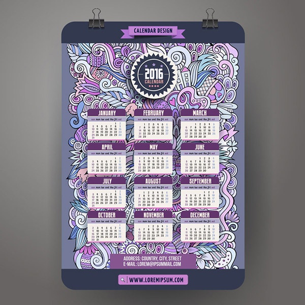 2016 mode calendrier floral vecteur mode floral conception calendrier 2016   