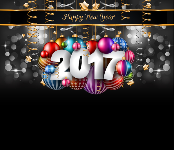 2017 neues Jahr Golddesign mit dunklem Hintergrundvektor 02 Neu Jahr gold design dark 2017   