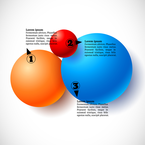 番号付きインフォグラフィックスを持つ3D 色のボールベクトル05 色付き 番号付き ボール インフォグラフィック   