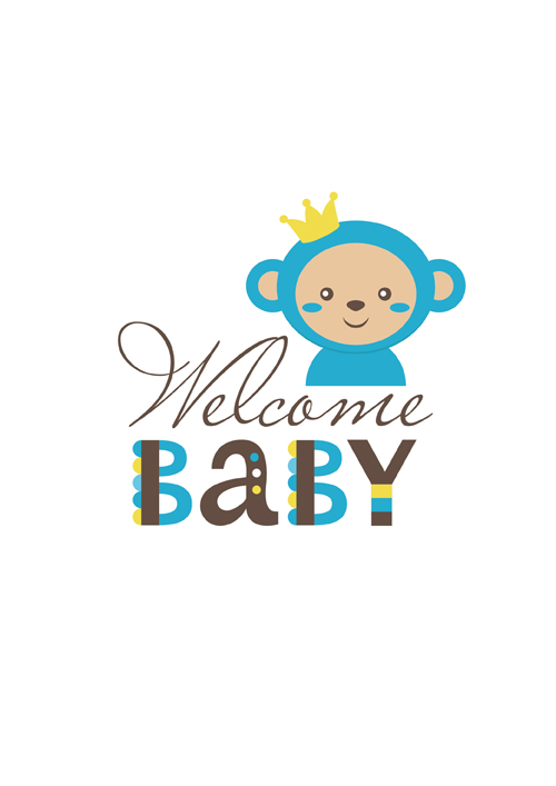 Baby-Duschkarte mit Affen Vektor 06 Karte Dusche baby Affe   
