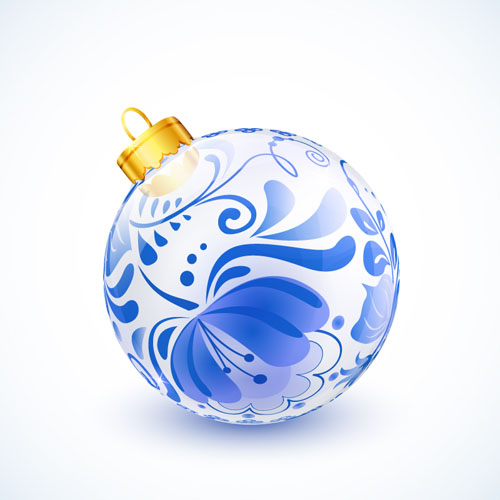Boule de Noël floral bleu créatif vecteur 02 Noël floral boule de Noël Boule Bleu   